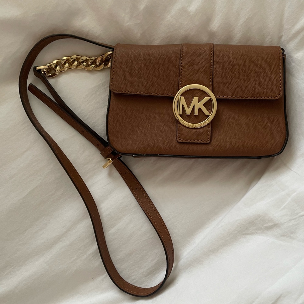 Michael Kors Crossbody Tan Gold Bag